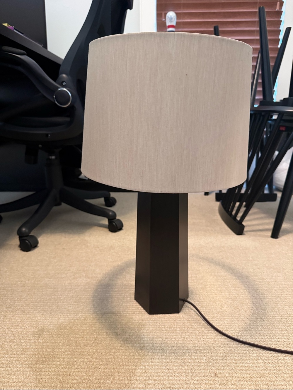 Modern Geometric Table Lamp with Neutral Shade